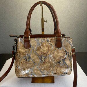 Patricia Nash ‘Norcia’‎ Metallic Python Print Cracked Leather Satchel Crossbody